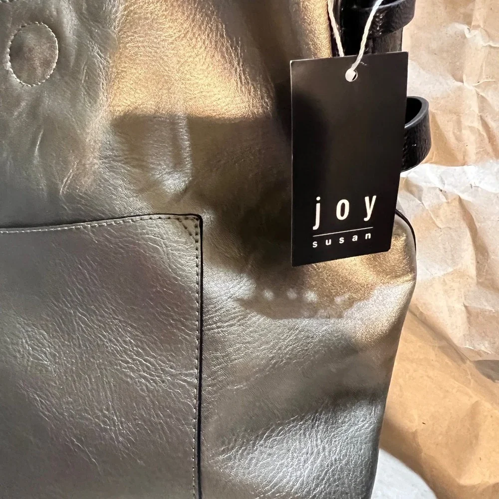 Joy Susan Hobo Bag Metallic Bronze Gold Vegan Leather Buckle Strap NWT